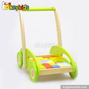 Wholesale cheap wooden toy kids walker with blocks W16E027