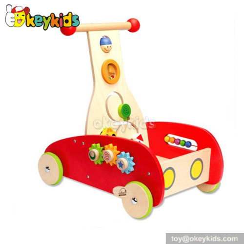 Wholesale cheap wooden toy baby walker with blocks W16E002