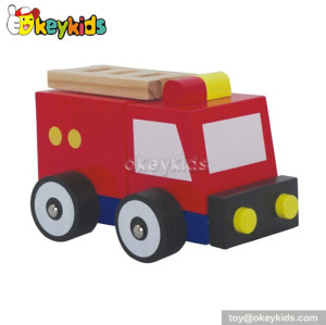 Handmade kids wooden fire truck toys for sale W04A096
