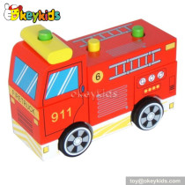 Handmade kids wooden toy fire trucks for sale W04A120