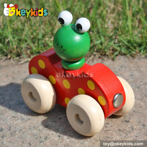 Wholesale cheap baby wooden frog toy car for sale W04A141