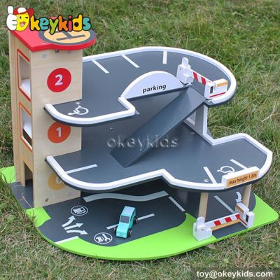 Best design children wooden car garage toy for sale W04B028