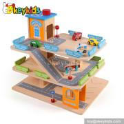 Best design wooden toy kids garage for sale W04B036