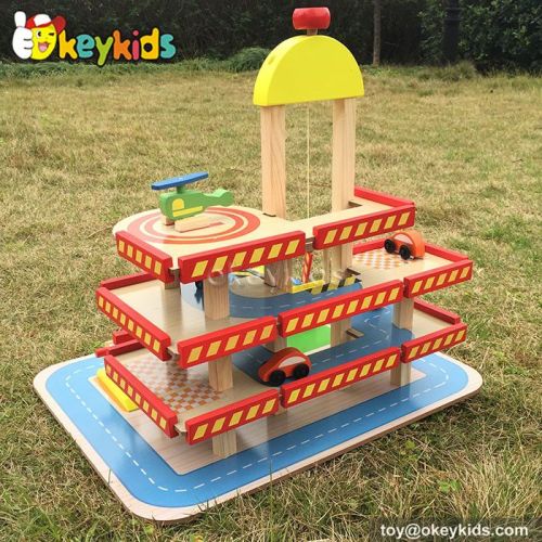 Best design children wooden toy car park for sale W04B034