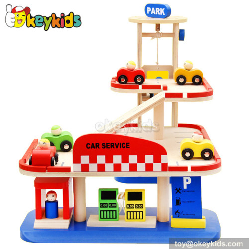 Best design children wooden garage toy for sale W04B031