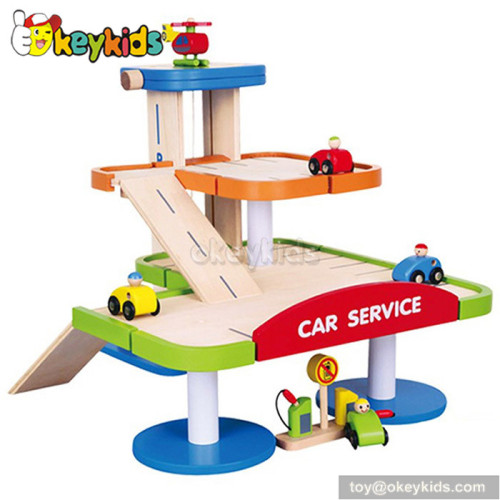 Wholesale fashion kids wooden toy car garages W04B021