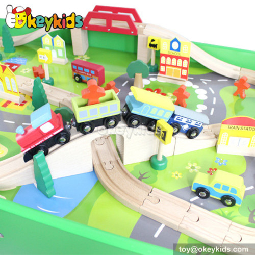 Top fashion 90 pieces kids wooden toy train sets for sale W04C040B