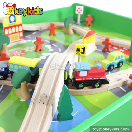 Top fashion 90 pieces kids wooden toy train sets for sale W04C040B