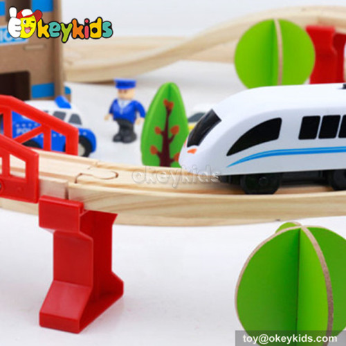 Wholesale cheap 88 PCS children toy wooden electric train sets W04C048