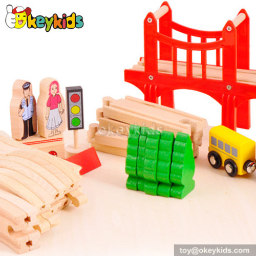 Wholesale 80 pieces children toy wooden railroad train toy W04C052