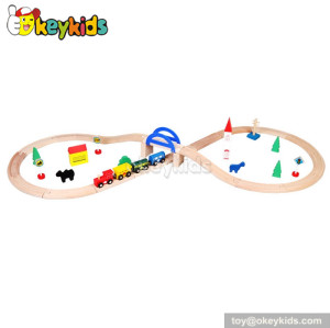 Wholesale 39 piece kids wooden toy train tracks for sale W04C055