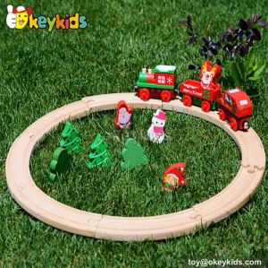 Best design 19 pieces wooden kids toy train sets W04C058