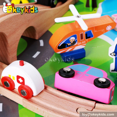 Best design 125 pieces wooden children toy train sets W04C059