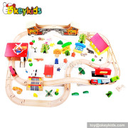 Top sale 89 pieces children wooden train track toy W04C060