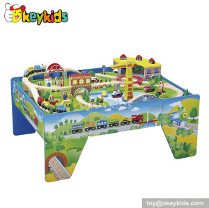 Top fashion kids toy wooden railway with table W04D005