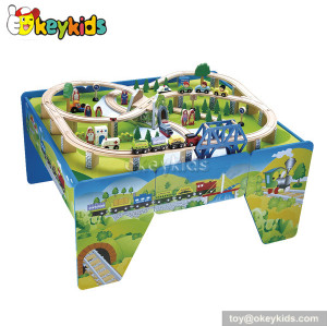 Top fashion children wooden train play table W04D016