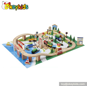 Hot sale 70 pieces children wooden miniature train toy W04D015