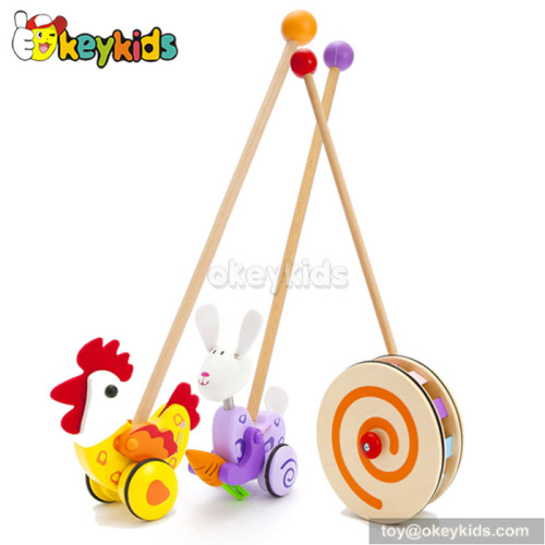 Preschool cartoon wooden toddler push toys W05A013