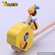Preschool wooden push bell toys for babies W05A014