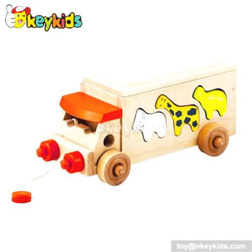Top fashion children animal toys wooden toddler push car W05B074
