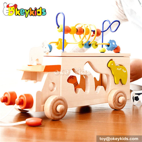 Top fashion children animal toys wooden toddler push car W05B074