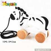 Cartoon design wooden drag animal toy for toddlers W05B083