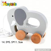 Cartoon design wooden drag animal toy for toddlers W05B084