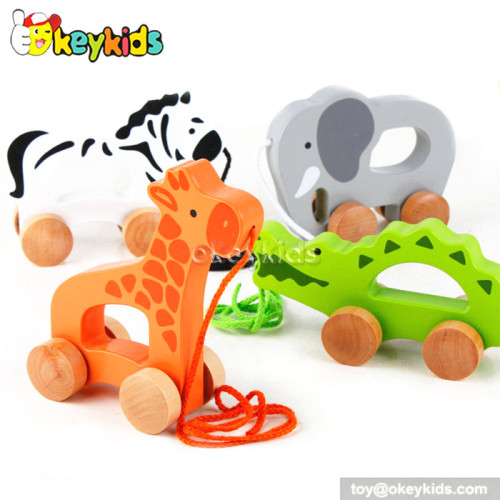 Cartoon car design wooden giraffe toy for toddlers W05B085