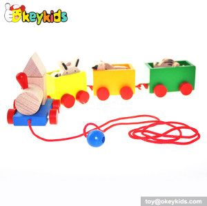 New design kids wooden pull train toy for sale W05B088