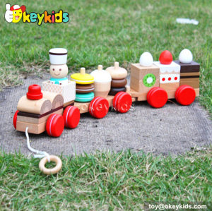 Cartoon cake design wooden train blocks for sale W05B089