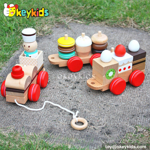 Cartoon cake design wooden train blocks for sale W05B089