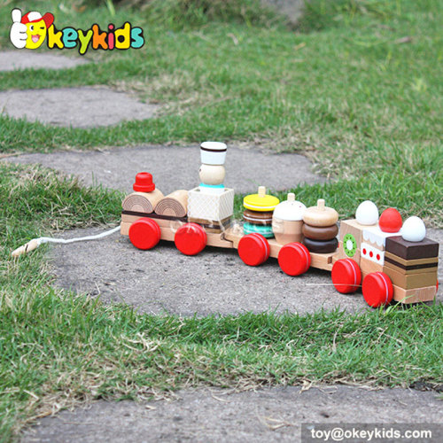 Cartoon cake design wooden train blocks for sale W05B089