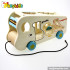 Cartoon pull and push wooden animal toy bus W05B117