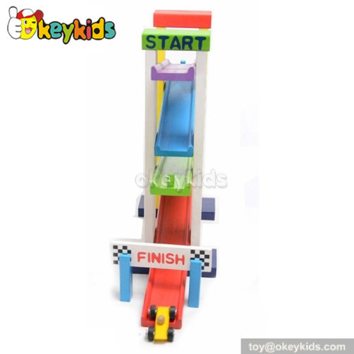 Creative ramp race children wooden rail car toy for sale W04E011