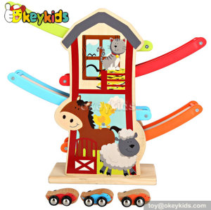 Creative house design children wooden mini car slide for sale W04E026