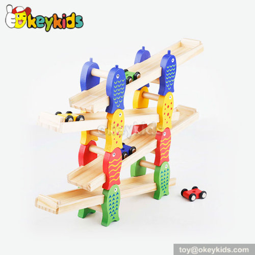 Creative children toy wooden ramp racing set for sale W04E029