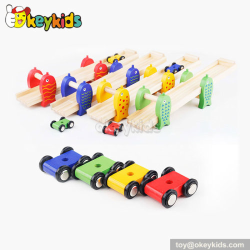 Creative children toy wooden ramp racing set for sale W04E029