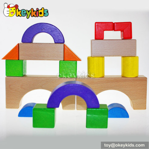 Wholesale cheap colorful kids wooden building blocks for sale W13A064