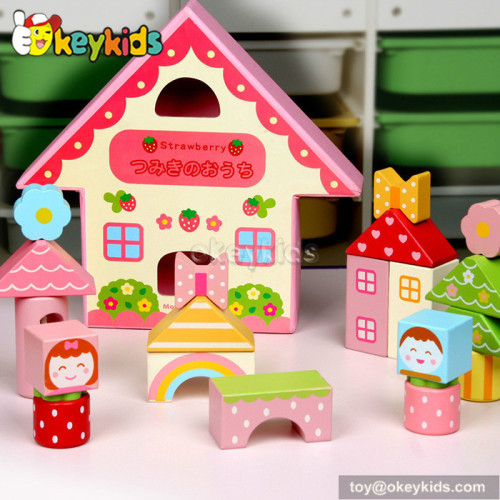 Best design sweet house kids wooden toy blocks for sale W13A077