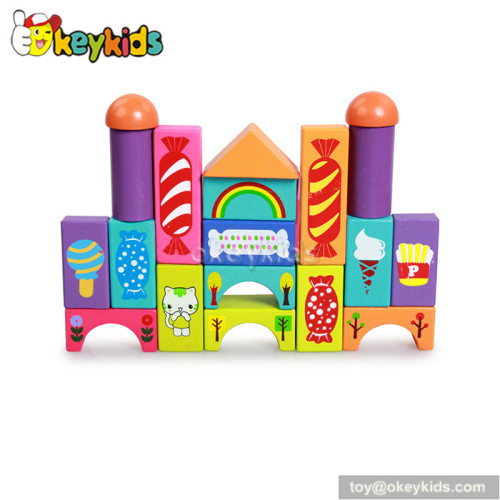 Lovely design educational toy wooden candy building blocks for children W13A100