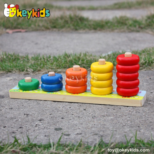 Birthday gift kids educational wooden stacking rings toy W13D073