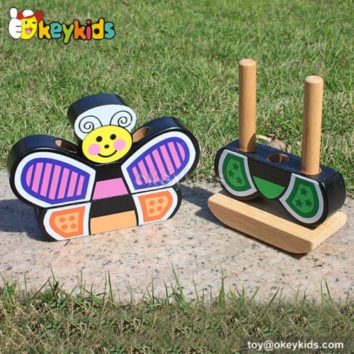 Classic kids educational wooden butterfly stacking toys W13D060