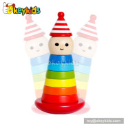 Colorful educational wooden clown baby stacking toys for sale W13D062