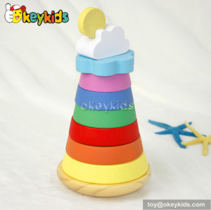 Top fashion rainbow stacking tower wooden educational baby toys W13D081