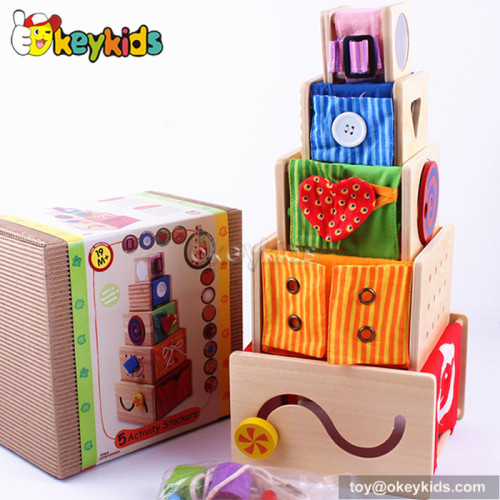Best design kids wooden stacking boxes for sale W13D089