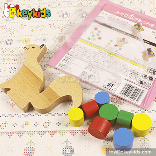 Most popular cute squirrel wooden baby stacking blocks W13D091