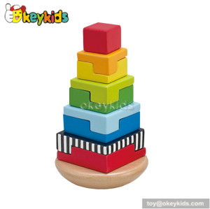 Wholesale high quality cartoon wooden kids stacking blocks W13D045