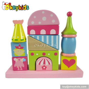 Wholesale high quality cartoon play food wooden stacking baby toys W13D047