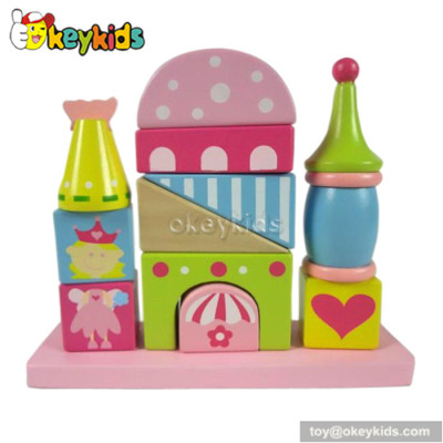 Wholesale high quality cartoon play food wooden stacking baby toys W13D047