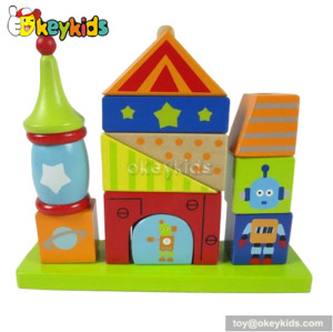 Wholesale high quality cartoon play wooden stacking blocks for kids W13D048